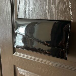 Black shiny shoulder bag